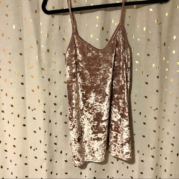 CRUSHED ROSE GOLD VELVET TANK TOP - Picture 1 of 2